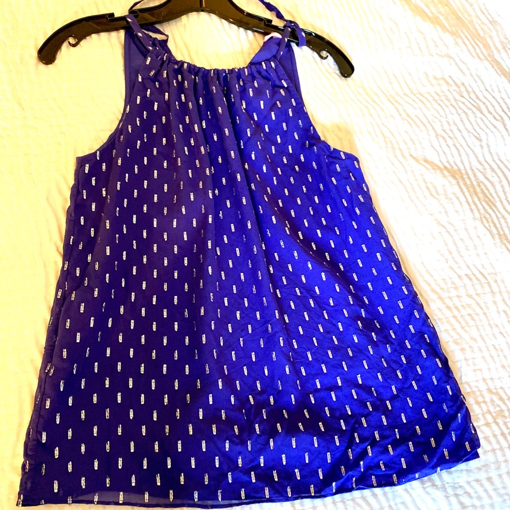 B1G1 - Lily Pulitzer Blue and gold silk top